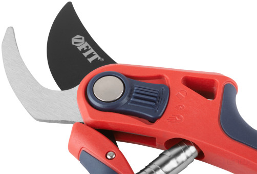 Profi pruner, overlapping cutting edges, opening adjustment, belt spring, rubberized. handles 210 mm