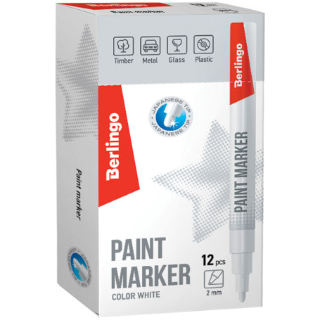 Marker paint Berlingo "Uniline PA200" white, 2 mm, nitro base