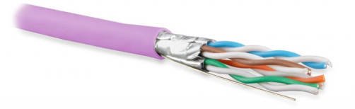 UFTP4-C6A-S23-IN-PVC-PK-500 (500 m) Twisted pair U/FTP cable, category 6a (10GBE), 4 pairs (23AWG), single core (solid), each pair in a screen, without a common screen, PVC, pink