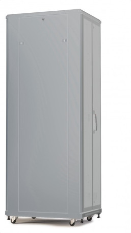 TTR-4266-DD-RAL7035 Шкаф напольный 19-дюймовый, 42U, 2055x600х600 мм (ВхШхГ), передняя и задняя распашные перфорированные двери (75%), ручка с замком, цвет серый (RAL 7035) (разобранный)