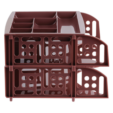 Лоток для бумаг горизонтальный СТАММ "Field", набор 2шт. + органайзер, бордовый Agra