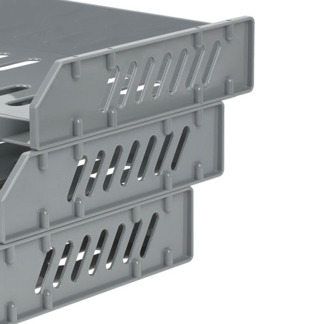 Paper tray horizontal STAMM "City", set of 3 pcs., on the met. rods, wide loading, grey