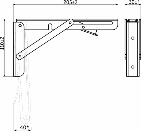 Полкодержатель складной 200 белый AKS (Модель 1)