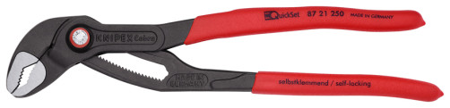 KNIPEX COBRA® QuickSet adjustable pliers with a lock, quick installation, 50 mm (2"), turnkey 46 mm, L-250 mm, gray, 1-k handles, holder