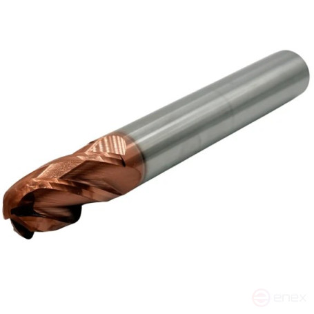 Фреза сферическая твердосплавная ц/х ф 5.0х10х50 мм z=4 по стали, с покрытием TiXCo, HRC 55 TORNERI Т026293
