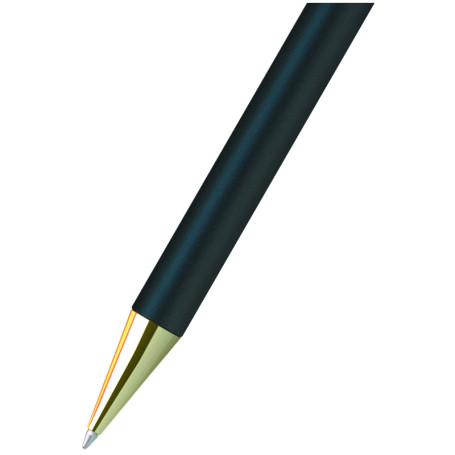 Berlingo "Golden Standard" ballpoint pen blue, 0.7 mm, black/gold case, push-button, plast.The case