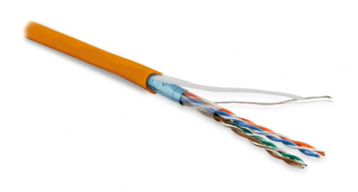 FUTP4-C5E-P26-IN-LSZH-OR-100 (100 m) Twisted pair cable, shielded F/UTP, category 5e, 4 pairs (26 AWG), stranded (patch), foil shield, LSZH, ng(A)-HF, -20°C– +75°C, orange