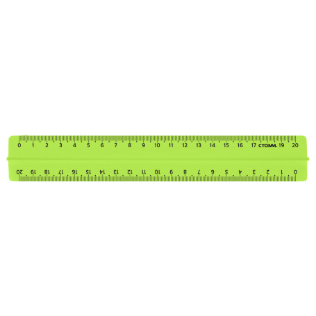 Ruler 20cm STAMM, plastic, with holder, transparent, neon colors, assorted