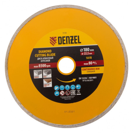 Diamond disc, solid cutting, 180 x 22.2 mm, wet cutting Denzel