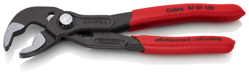 KNIPEX COBRA® клещи переставные с фиксатором, 32 мм (1 1/4"), под ключ 30 мм, L-150 мм, серые, 1-к ручки