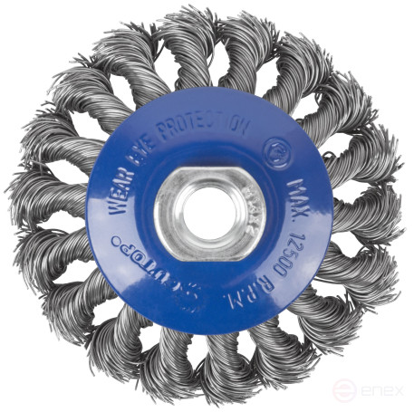 Щетка для УШМ, М14, тип "Тарелка", крученая проволока 0,5 мм, 100 мм, CUTOP Profi