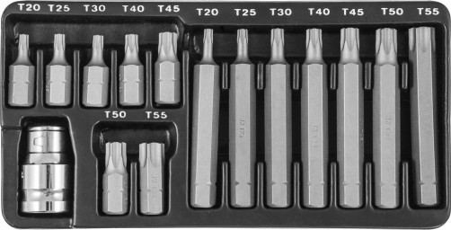 S29H4215S Set of 10 mm DR TORX® bit inserts with adapters, 15 items