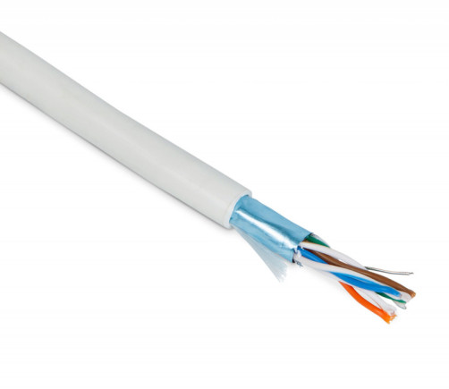 FUTP4-C5E-P26-IN-PVC-WH-100 (100 m) Twisted pair cable, shielded F/UTP, category 5e, 4 pairs (26 AWG), stranded (patch), foil shield, PVC, -20°C – +75°C, white