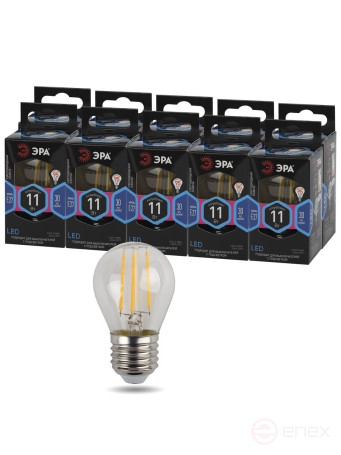 LED lamp ERA F-LED P45-11W-840-E27 11W Filament Ball Neutral White Light E27