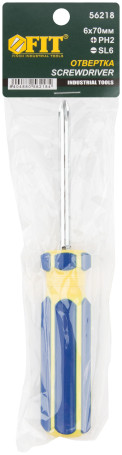 Отвертка с переставным жалом, CrV сталь, сине-желтая пластиковая ручка 6х70 мм PH2/SL6