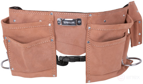 Пояс для инструмента двойной, кожа, 11 отделений, 2 петли для инструмента