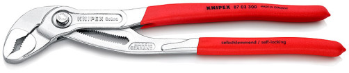 KNIPEX COBRA® adjustable pliers with a lock, 70 mm (2 3/4"), turnkey 60 mm, L-300 mm, chrome, 1-k handles