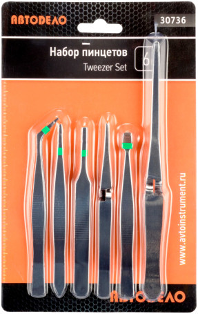 Набор пинцетов 6пр. (АвтоDело) 30736