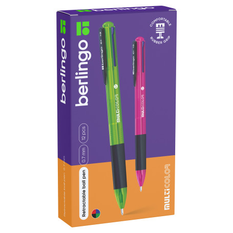 Automatic ballpoint pen Berlingo "Multicolor" 04 color, 0.7 mm, assorted