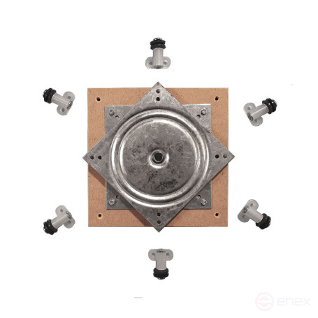 A set of mechanism + rollers for quick alignment and assembly of a large rotary table with quiet rotation