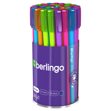 Ручка шариковая Berlingo "Starlight" синяя, 0,7 мм, игольчатый стержень, прорезиненный корпус ассорти