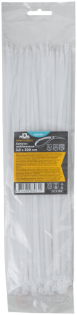 Хомуты нейлоновые для проводов, белые 100 шт., 3,6х300 мм