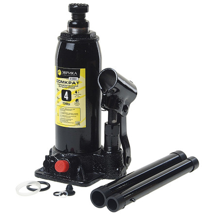 Домкрат гидравлический ER-80041 бутылочный с клапаном 4т, ремкомплект (выс. подъема 195-380мм) ЭВРИКА /1/5