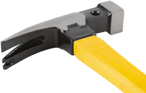 Молоток-гвоздодер, фиберглассовая усиленная удлиненная ручка, дополн. гвоздодер, 27 мм, 370 гр.