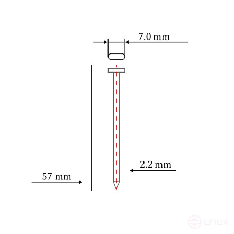 Concrete nail type ST/TN for pneumatic gun (57 mm, type 14ga, 1000 pcs/pack)