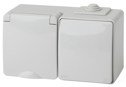 Socket with switch ERA Expert 11-7601-03 IP65 16A -10AX-250V AC Grey