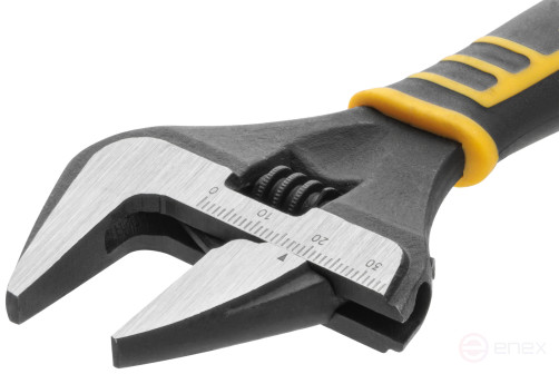 Adjustable "Style" wrench, narrow jaws, scale, extra magnification.gripper, rubberized. handle 150mm (34mm)
