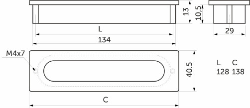 Handle meb. mortise met. ENTRO 128 white, AKS