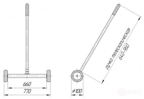 Magnetic collector on wheels 660 mm PROF-MAGNET