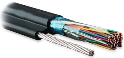 FUTP10-C3-S24-SW-OUT-PE-BK Twisted pair cable, shielded F/UTP, category 3, 10 pairs (24 AWG), single-core (solid), foil shield, with metal cable, external, PE, -40°C - +60°C, black