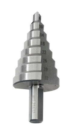 Сверло для металла ступенчатое Ф6-32 мм, 8 ступеней, ход 4,5 мм