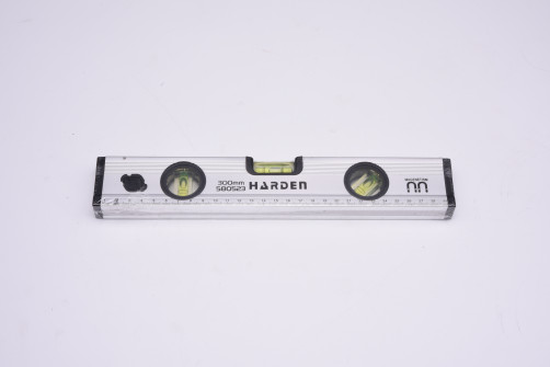Aluminum magnetic level with 3 eyes, 300 mm.// HARDEN