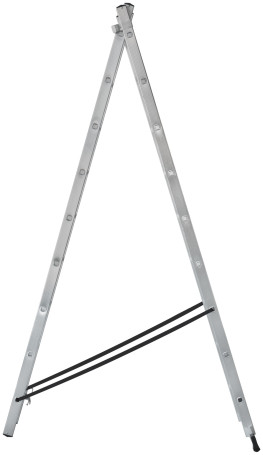 Two-section aluminum ladder, 2 x 9 steps, H=257/426cm, weight 7.34 kg