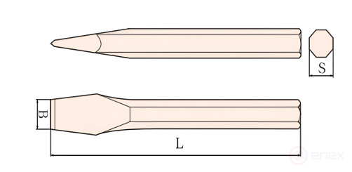 Chisel 8-faceted 160x16 intrinsically safe alloy AlCu 233-1004, HORTZ