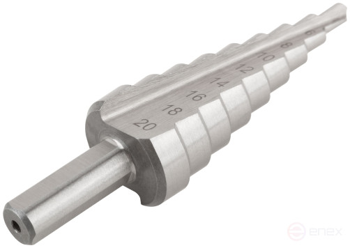 HSS step drill for metal, 9 steps, 4-20 mm
