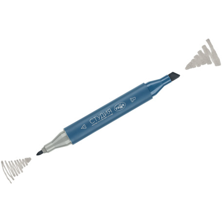 Маркер двусторонний для скетчинга Гамма "Студия", белый греческий, корпус трехгранный, пулевид./клиновид. наконечники