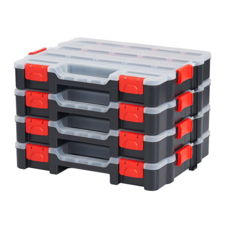 Plastic organizer with a DUEL handle, stackable, changeable 18 compartments, PX.03
