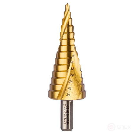 Сверло 3326 ступенч., HSS-G M2 TIN по стали (4-32мм, 15 ступеней) хв. 10 мм