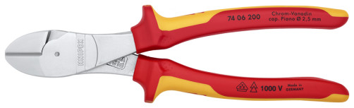 Бокорезы особой мощности VDE, рез: провол. ср. Ø 4.2 мм, твёрд. Ø 3 мм, роял. струна Ø 2.5 мм, L-200 мм, хром, 2-к ручки