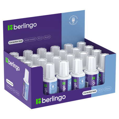 Корректирующая жидкость Berlingo, 20 мл (27г) водная, с кистью