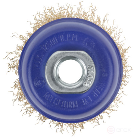 Щетка для УШМ, М14, тип "Чашка", латун. витая проволока 0,3 мм, 65 мм, блистер, CUTOP Profi