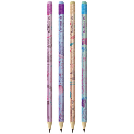 Set of pencils b/g Berlingo "Capitals" 12 pcs., HB, round, sharpened., with eraser, sharpener, plastic.