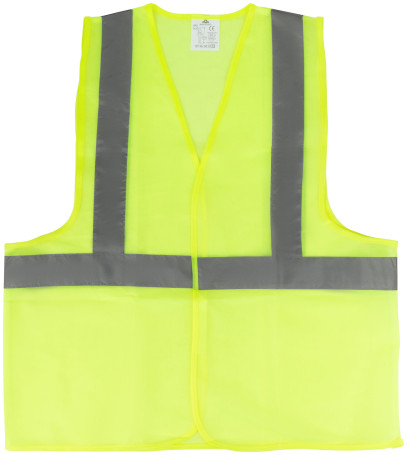 Yellow signal vest, 1 horizontal and 2 vertical stripes, 80 gr., size XXL