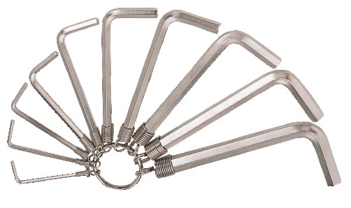 Набор шестигранных Г-образных ключей 2 - 8 мм, 8 шт, никелированные, на кольце