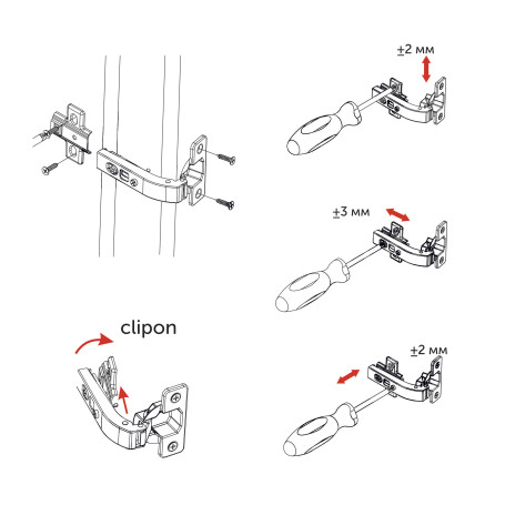 Петля под фальшпанель 90° с доводчиком 48мм h0 clip-on AKS