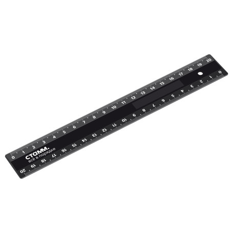 Ruler 20cm STAMM, plastic, 2 scales, opaque, black, European weight